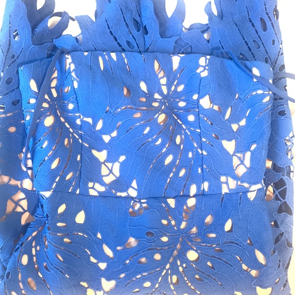 RESPLENDENCE BLUE LACE BODYCON MIDI DRESS - Picture 4 of 5